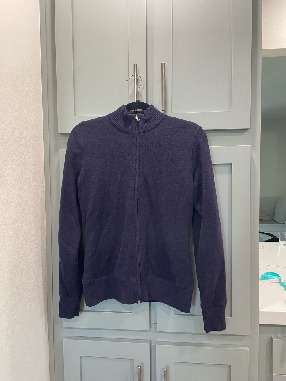 Fairway & Greene merino wool Navy Full-Zip Knit Sweater